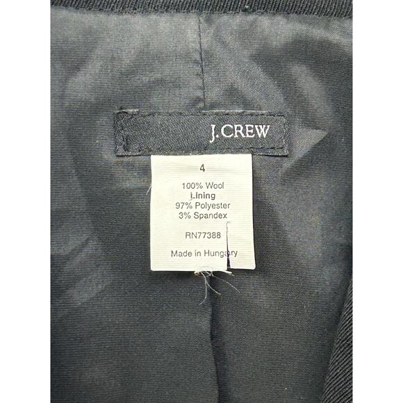 J Crew Black Blazer Wool‎ Womens 4 One Button Classic Preppy Jacket - Picture 4 of 9